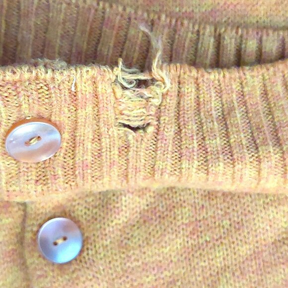 Pure Vintage 1940s-1950s Woven Yellow & Orange Long Sleeve Cardigan Sweater - Picture 12 of 12